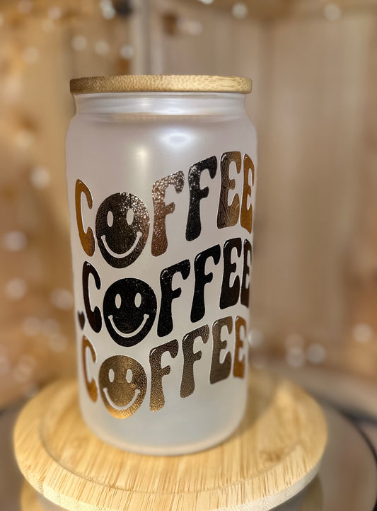 16oz Coffee Lover Frosted Glass Can