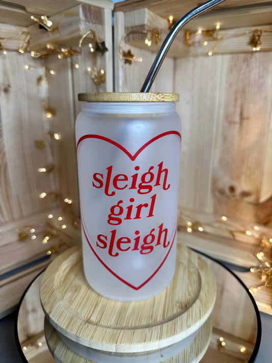 16oz Sleigh Sleigh Frosted Glass Can