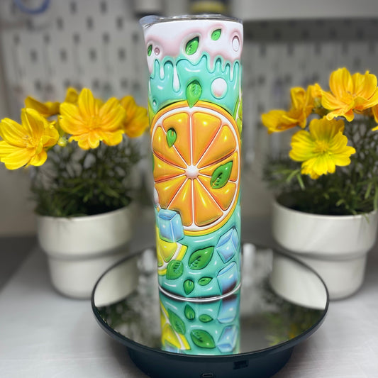 Close up image, Insulated Tumbler Lemonade Sublimation Design