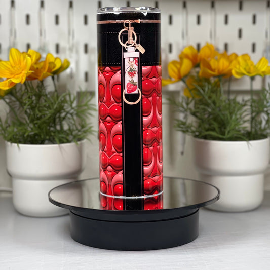 Close up image, designer purse tumbler